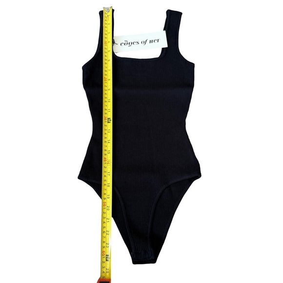 Edges of Her Ribbed Tank Scoop Neck Bodysuit Black Small - Picture 2 of 4
